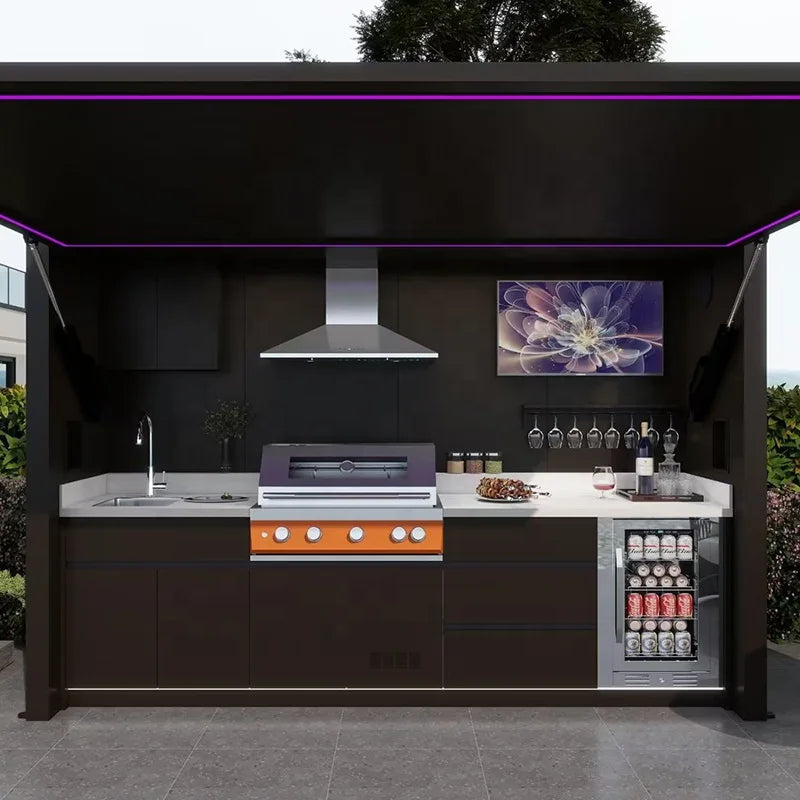 Customized Modular Outdoor Kitchen Villa  Kitchen Cabinets for Outdoor Bbq Grill Island Outdoor Kitchen Bbq Island