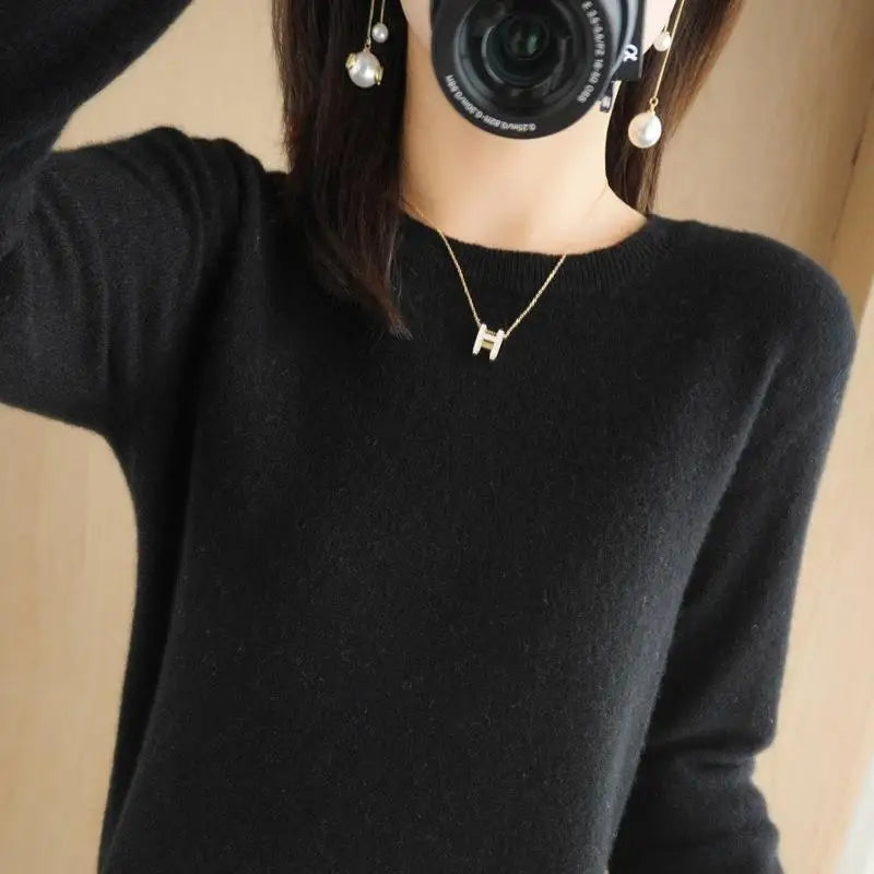 2026 Women Sweater Spring Autumn Long Sleeve O-neck Pullovers Warm Bottoming Shirts Korean Fashion Sweater Knitwear Soft Jumpers