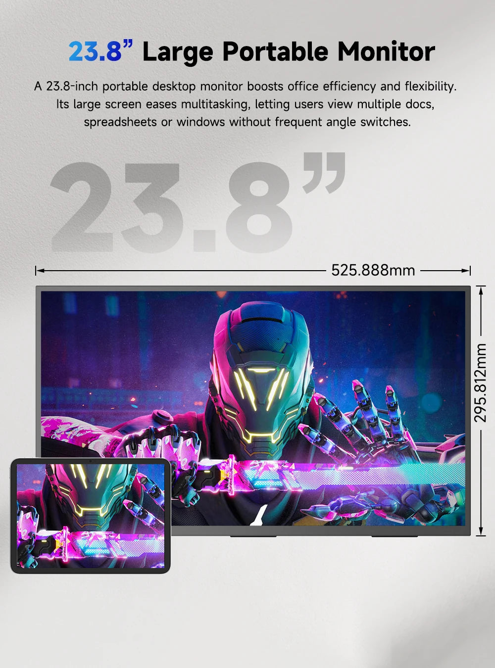 UPERFECT UGame 23.8inch 1080P 120Hz Monitor Gaming For XBox Series X / S PS5 Switch VESA Large Laptop Screen USB C/HDMI Display