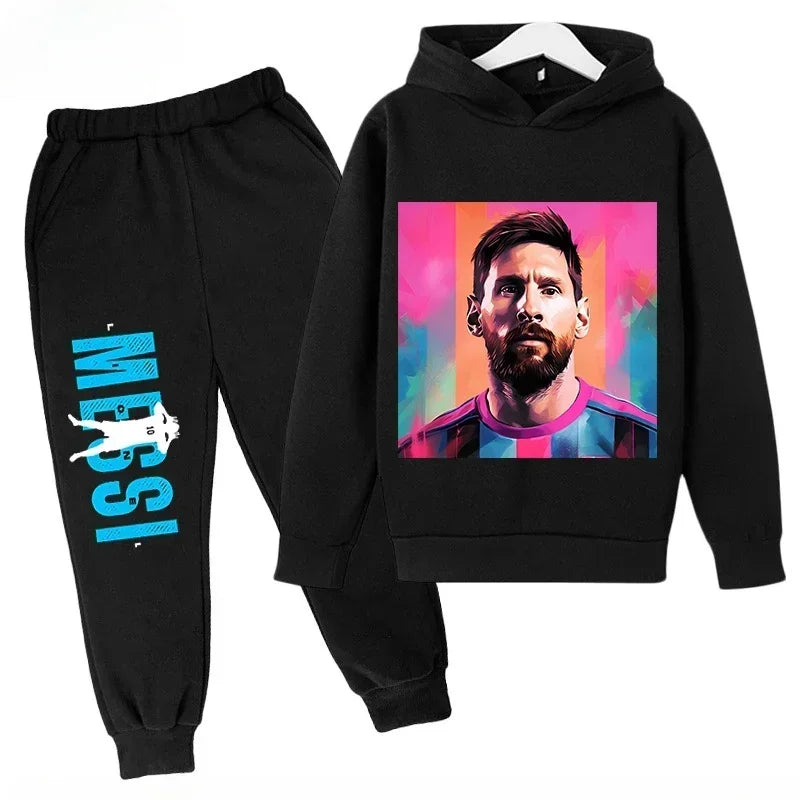 Spring Autumn Children's Set Sports Messi Print Hoodie Set Pants Suit 2pcs Set Boys Girls Kid Clothing Casual Fashion Tracksuit