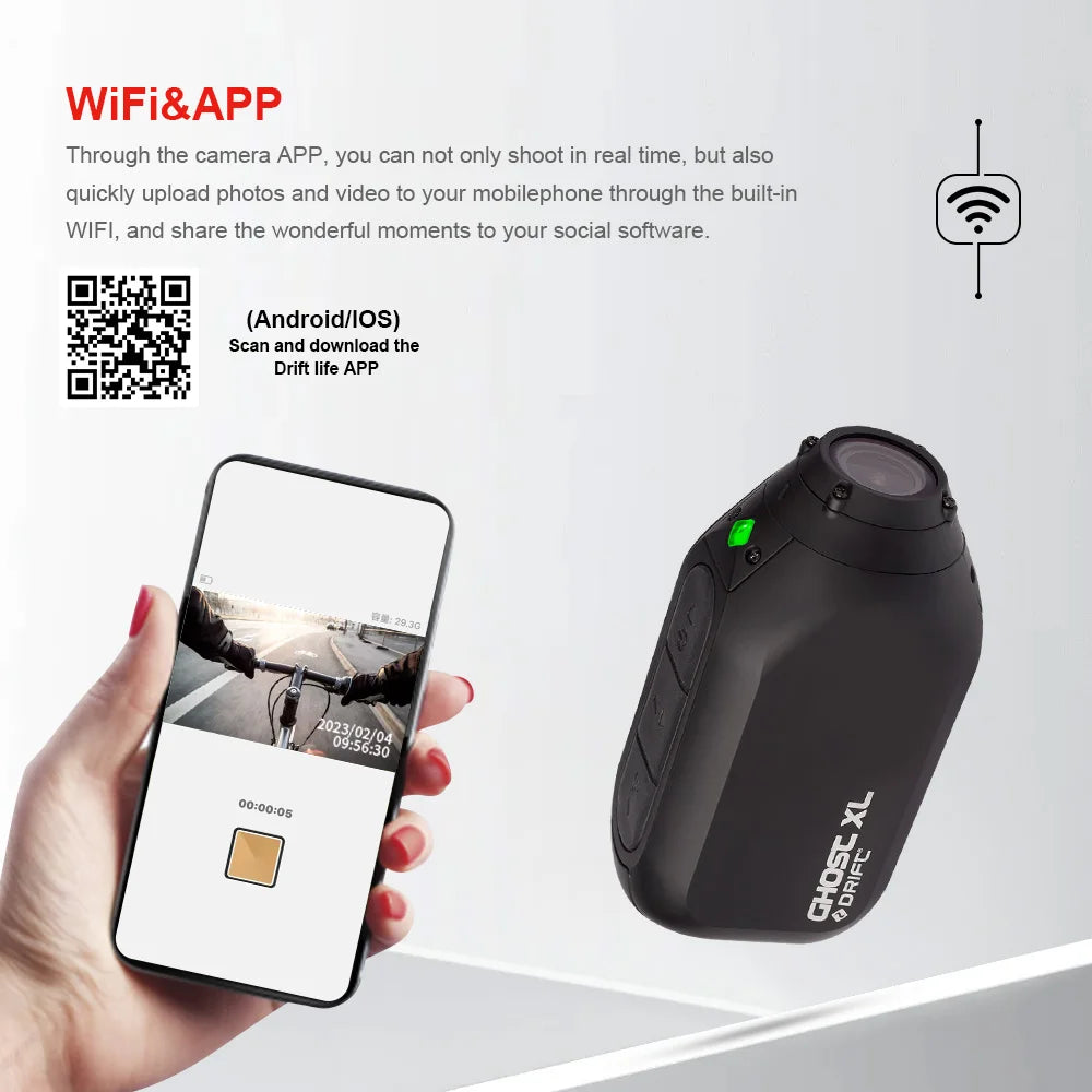 Drift Ghost XL Action Camera 1080P Sport Camera WiFi with Rotating Lens and Dash Cam Mode IPX7 Waterproof Motorcycle Helmet Cam