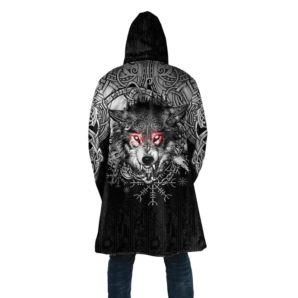 Winter Fashion Mens cloak Norse Odin Raven Tattoo 3D Printed Thick Fleece Hooded Coat Unisex Casual Warm Cape coat DP23