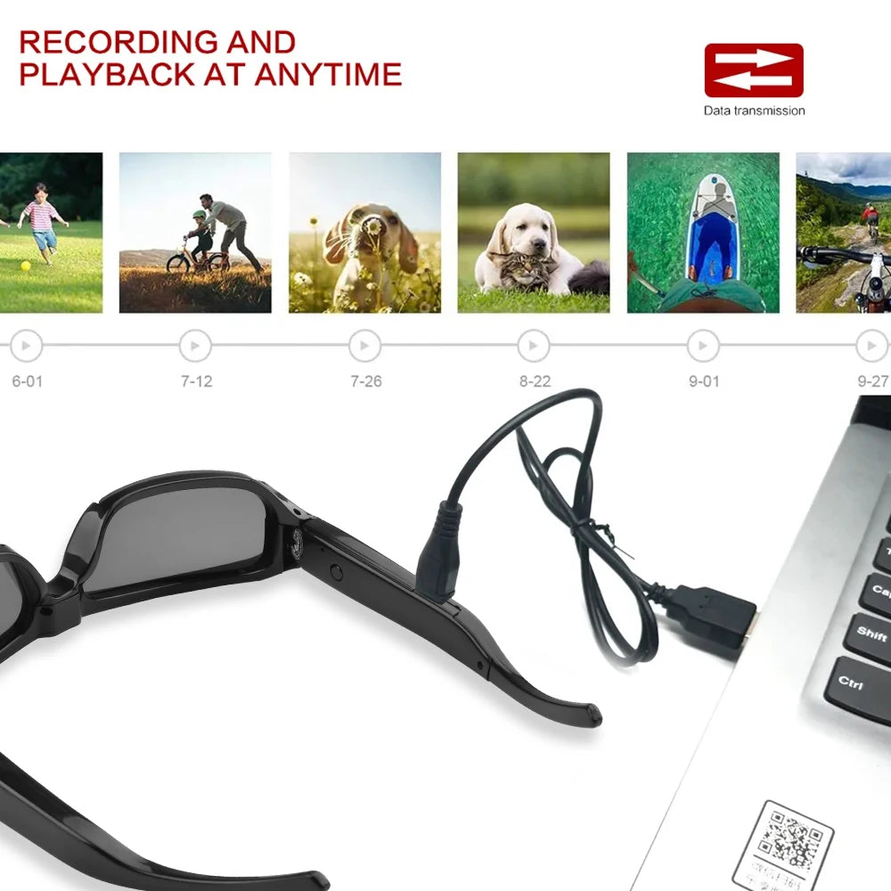 HD 1080P Mini Camcorder Glasses Camera For  For Driving Polarized Sunglasses Sports Camera Driving Cycling Video Recorder