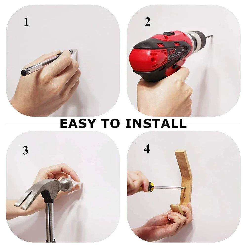 1Pc Oak Wood Coat Hanger Hook Home Bathroom Hallway Key Bedroom Door Kitchen Gadgets Organizer Wall Mounted Storage Rack Holder