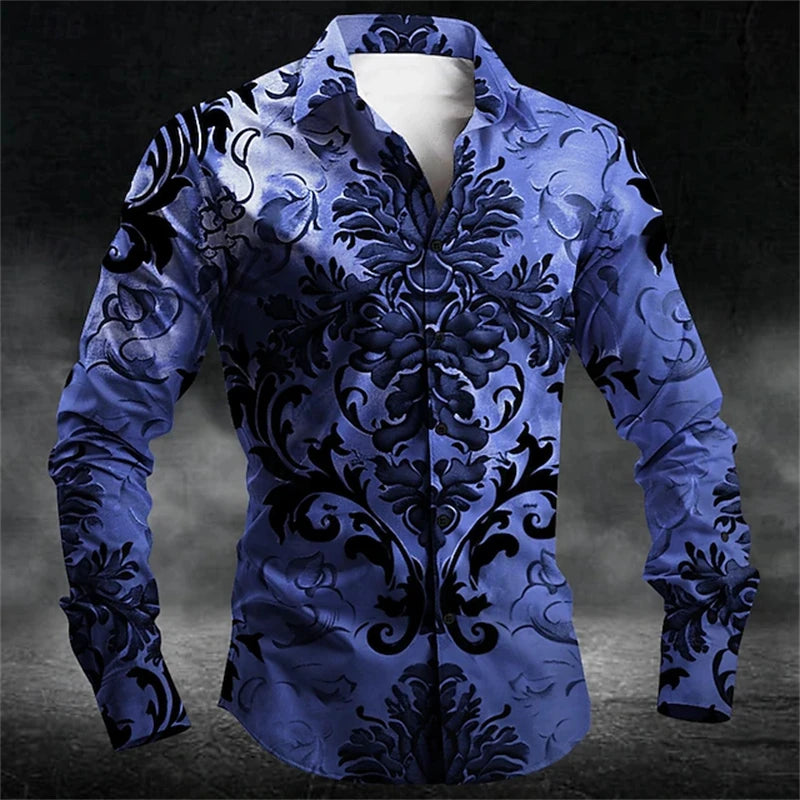 2026 Halloween Fun New Fall and Winter Yellow Shirt Halloween Party Fashion Men's Long Sleeve Tops Temperament Button Down Shirt