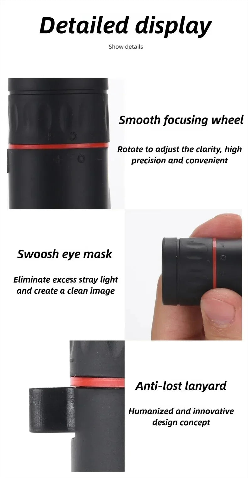 2000x24 HD Monocular Telescope Mini Portable Mobile Phone Telescope with Holder Outdoor Camping Hunting Birdwatching Telescopes
