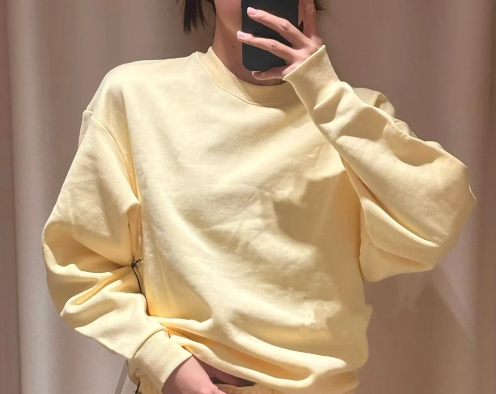 ao Women Yoga Set Cropped Sweatshirts+Shorts Crew Neck Pullover Spring 2 piece set Active Short Tracksuit Pink Jogger Sportswear