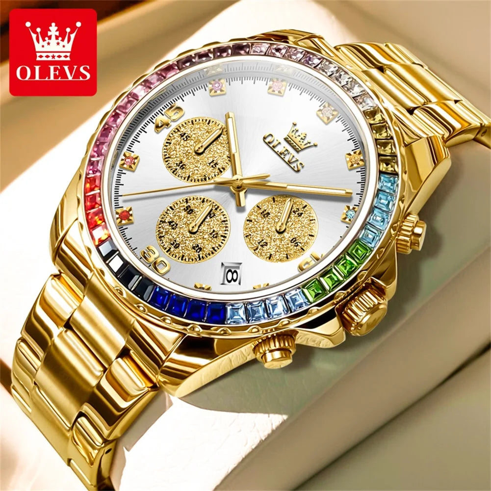 OLEVS 2939 Watches For Man Original Brand Multifunctional Quartz Watch Waterproof Luminous Stainless Steel Men Watches Reloj