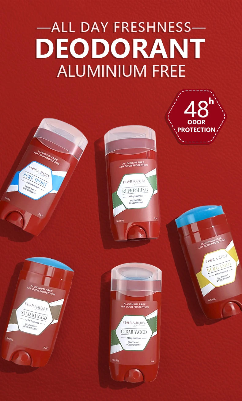 Aluminum Free Deodorant for Men,48H Odor Protection,48H Freshness & Lasting,with Sandalwood Cedarwood Scent,85g/3OZ