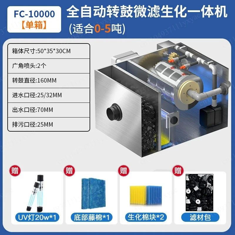 Stainless Steel Drum Filter Micro Screen for Aquaculture Fish Pond Water Recirculation System Waste Removal