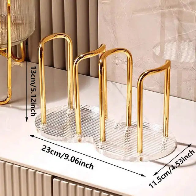 Luxury Disposable Cup Storage Holder Water Tea Cups Dispenser Rack Shelf with Longer Stick Mug Display Stand Home Organizer