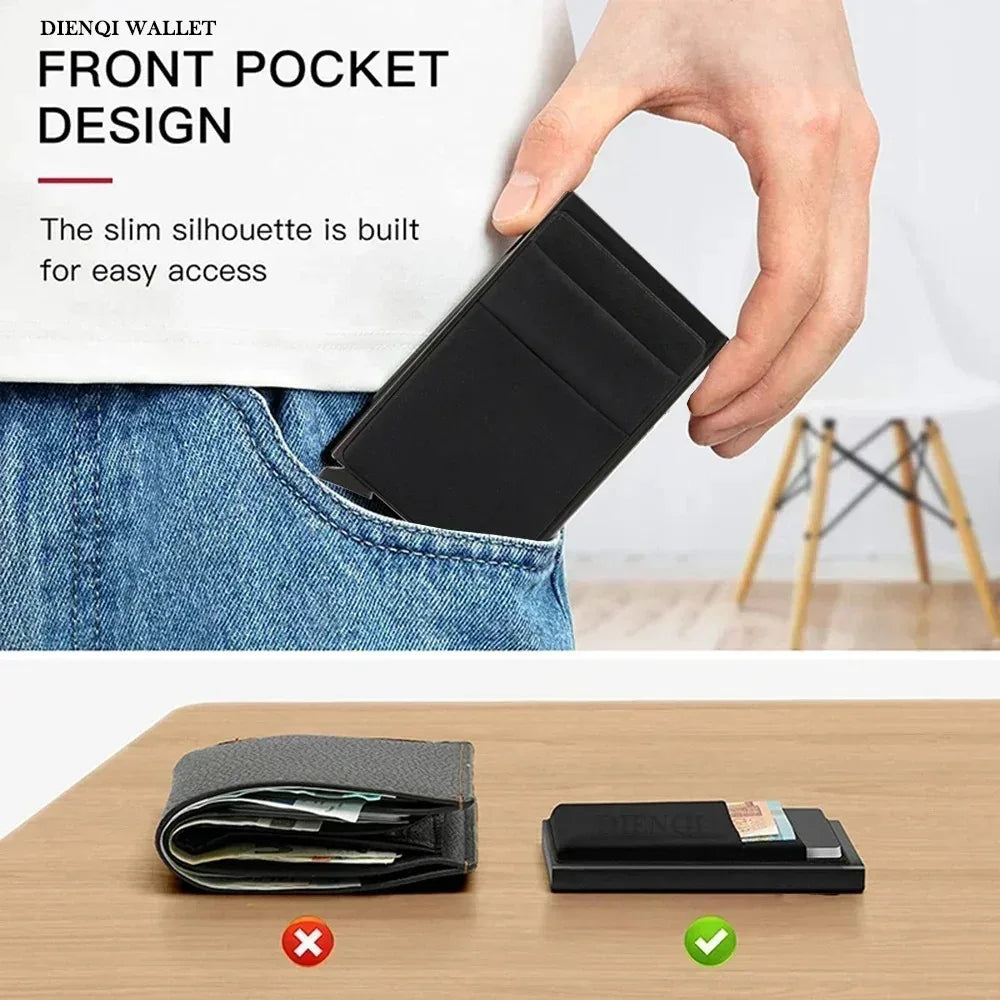 Engraved Rfid Credit Card Holder Smart Wallet Customized Slim Metal Pop Up Personalized Bank Cardholder Wallets for Men Women