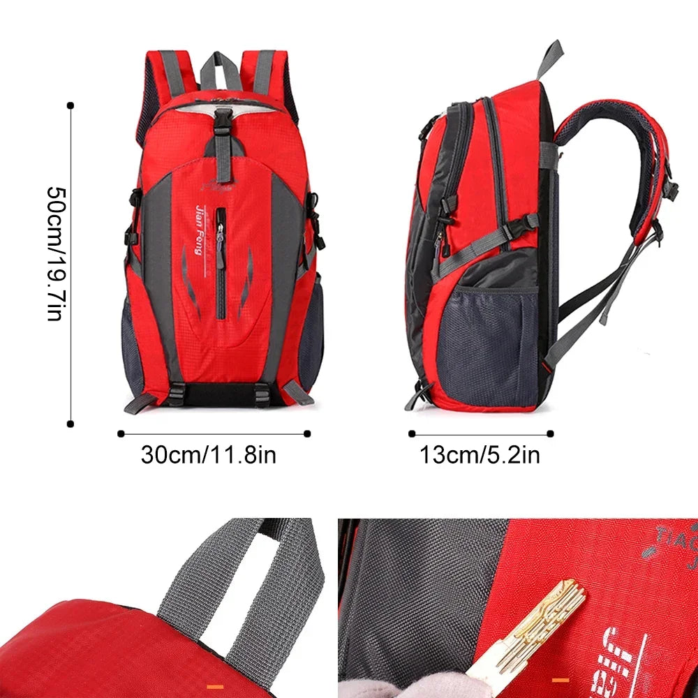 40L Backpack for Outdoor Activities, Padded Shoulder Strap Hiking Rucksack, Organized Inner Compartments, Daypack for Climbing