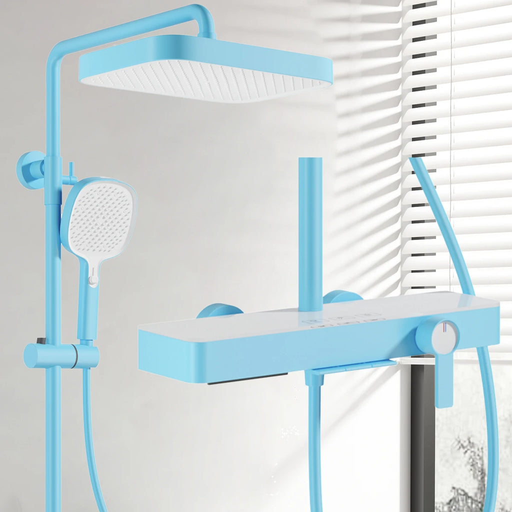 Orange Piano Bathroom Shower Set Waterfall Bathroom Mixer Faucets Rainfall Shower Head Hot Cold Piano Bathroom Shower System