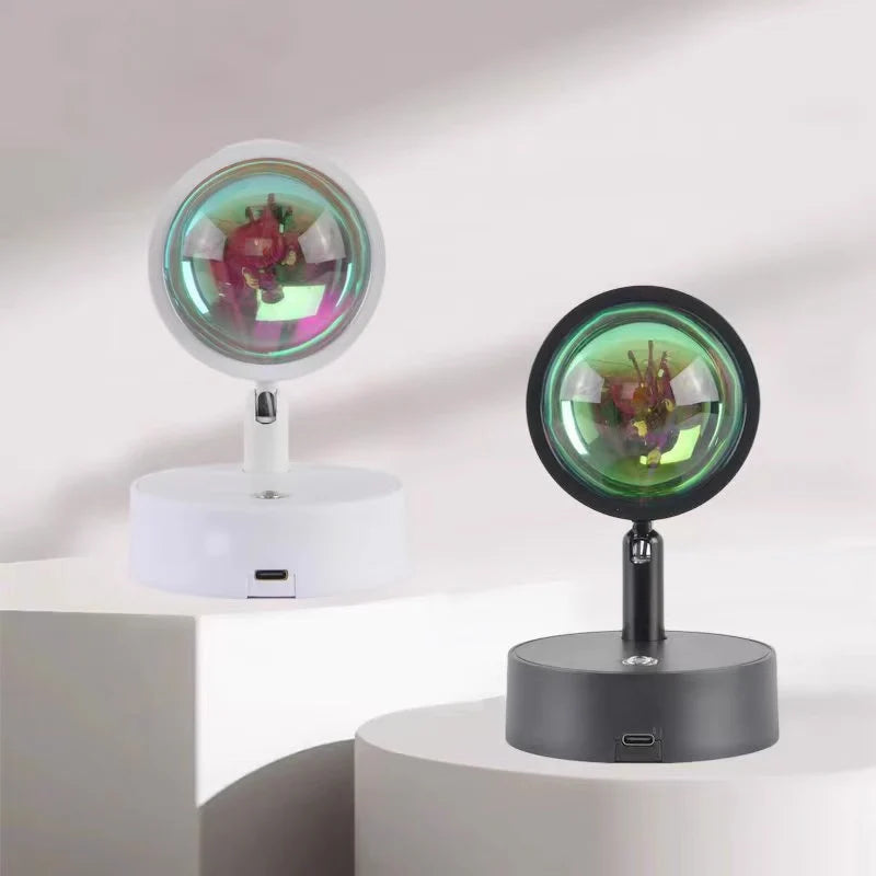 Wireless Sunset Lamp Night Light Projector Deoration Home Wall Lamp Kitchen Display Cabinet Cupboard Bedroom RV Reading Lamps