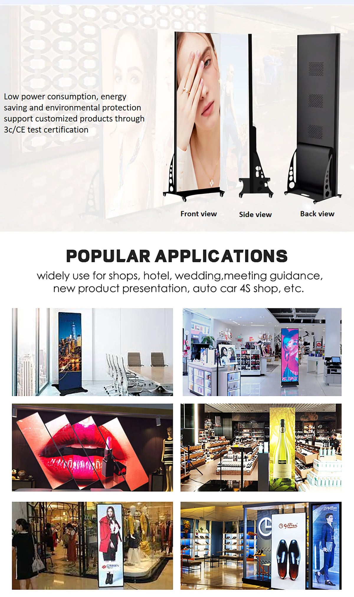 Factory Hot Selling Led Poster 640x1920mm Screen GOB P1.8 Flooring Standing LED Folding Advertising Poster Led Display Events