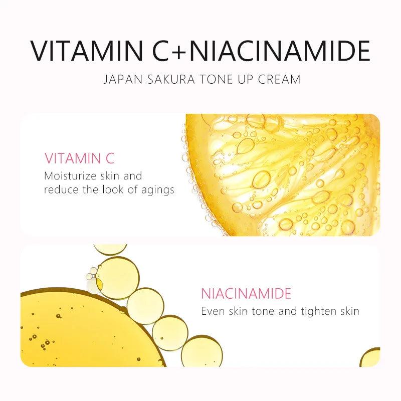 LAIKOU Japan Sakura Original Tone up Cream Moisturizing Nourishing Skin Face Cream Brightening Cream Face Skin Care 60g