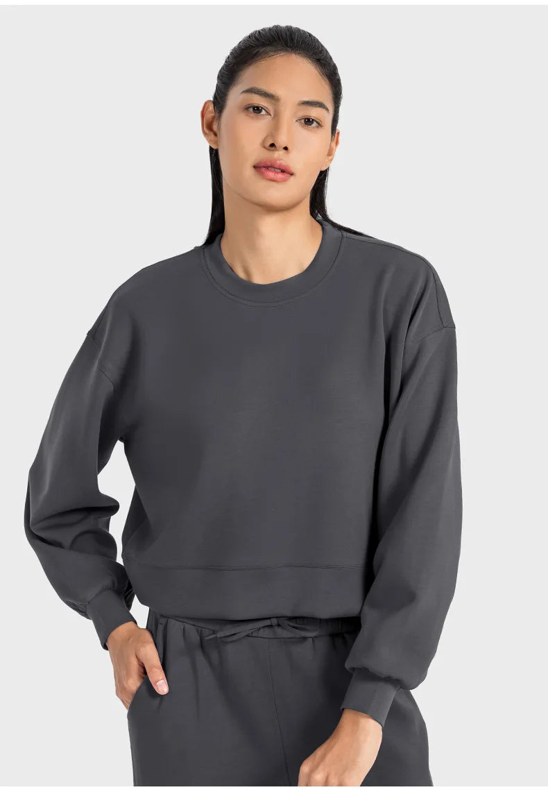 Women's Sports Hoodie Liquid Air Layer Leisure Quick Drying Loose Fitness Breathable Round Neck Wholesale Customized Logo