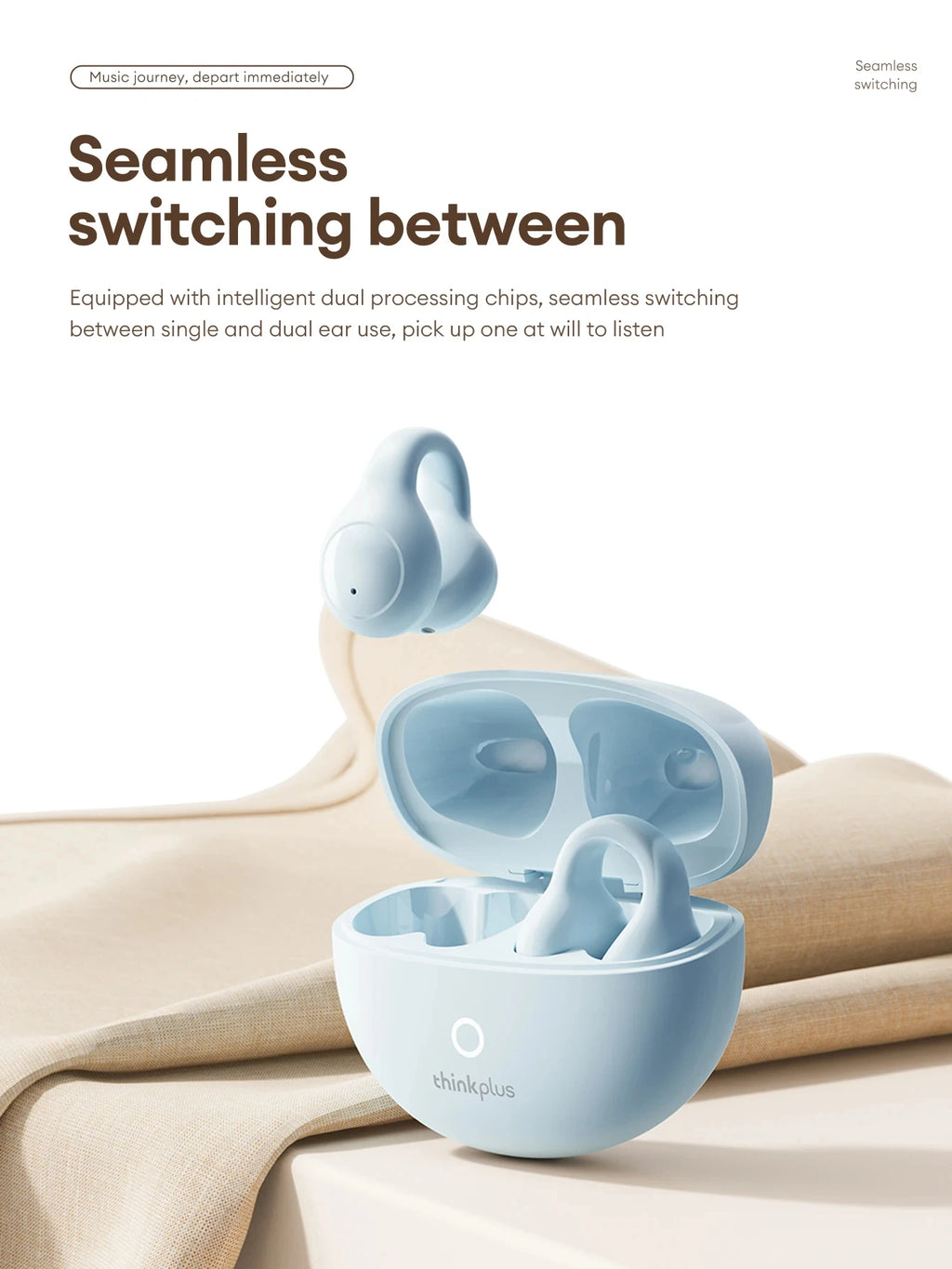 Origina Lenovo LP25 Bluetooth V5.4 Earphones Multi-function Ear-clip Design Headphones Fast Charging With Type-C Port Earbuds