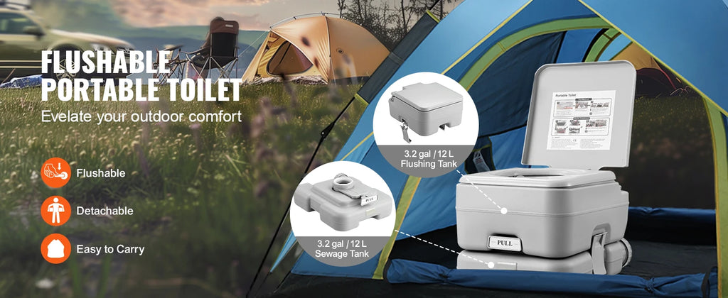 SucceBuy Portable Toilet for Camping Porta Potty Push-Button Pressurized Flush Commode Leak-proof and Odourless Portable Toilet