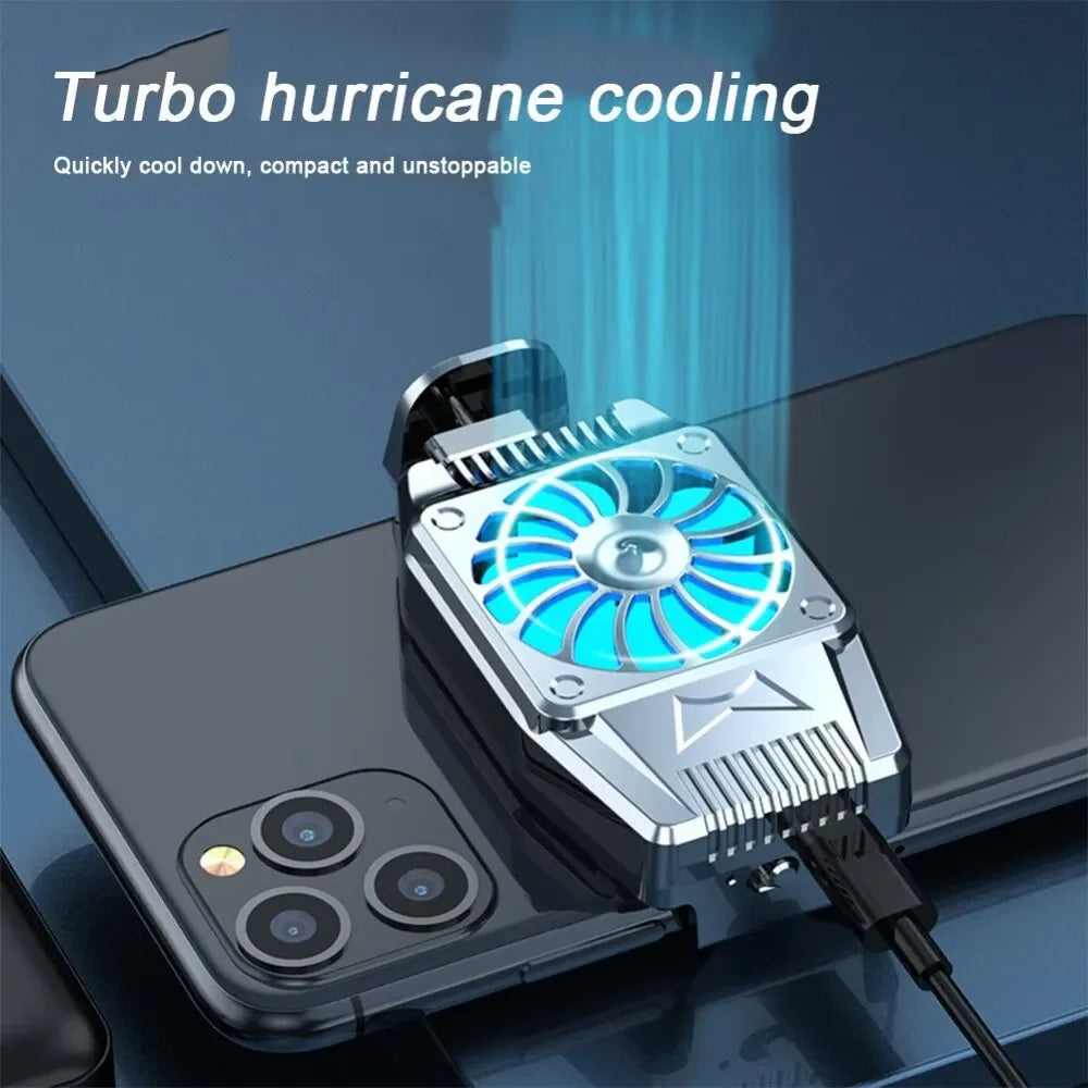Semiconductor Phone Cooler Fast Cooling Radiator with Fan Low Noise For iPhone Android Gaming Live Streaming Mobile Phone Heat