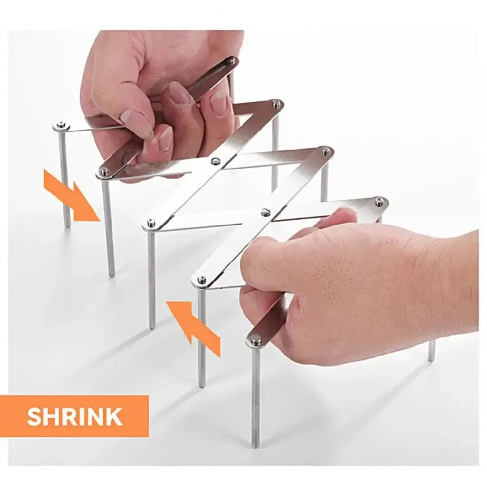 Retractable Storage Rack Space Saving Pot Lid Holder Space-saving Stainless Steel Plate Dishes Rack Heavy Duty For Kitchen Home