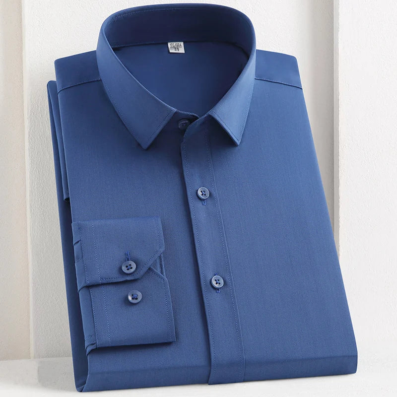 Bamboo Fiber Men's Shirt Long Sleeve Anti-Wrinkle Dress Shirts For Men Slim Fit Camisa Social Business Formal White Office Shirt