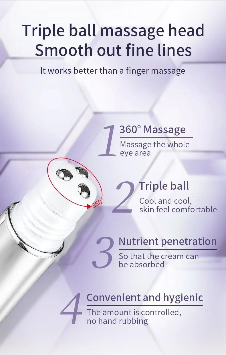2 PCS Rollerball Eye Cream Walking Beads Massage Eye Serum Moisturizing Hydration Nourishing Reduce Dryness