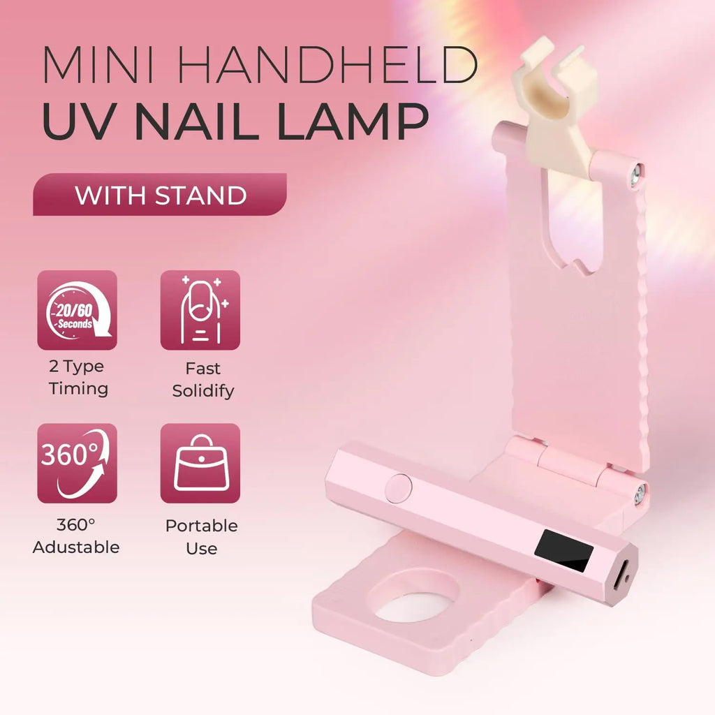 Cordless UV/LED Nail Lamp Set Handheld Light with Stand LCD Display Rechargeable USB Gel Nail Dryer for Quick Curing