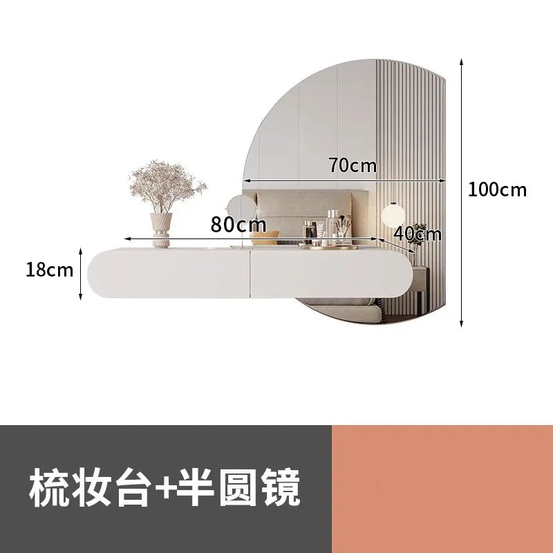 Cream suspended dressing table modern minimalist bedroom dressing table wall mounted dressing table mirror combination u q