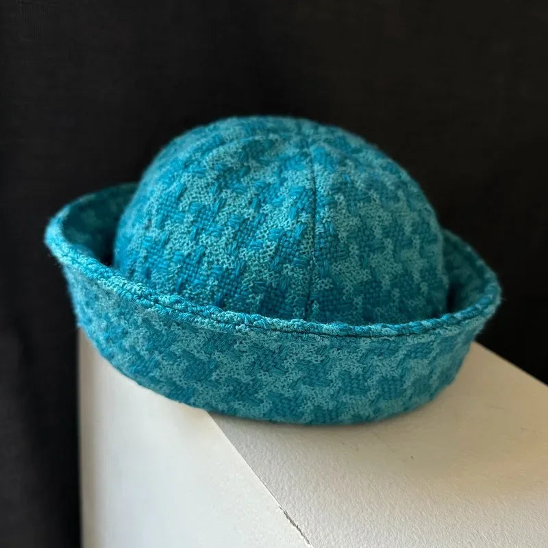 Fall Elegant Tweed Berets for Women Sailor Hat Japanese Versatile Naval Winter Fashion Party Warm Cute Jk Y2K Bucket Hat