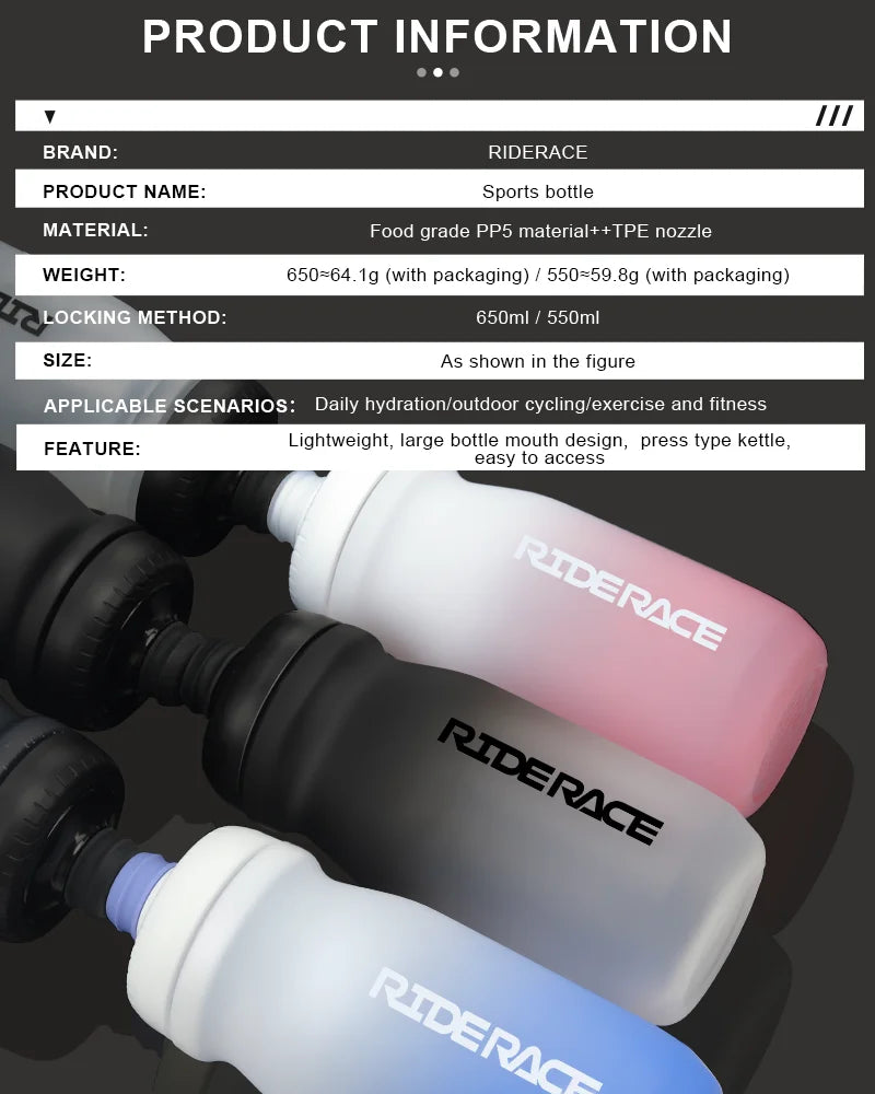 Cycling Water Bottle PP5 Taste-Free Lightweight Outdoor Sports Squeeze Kettle Bicycle Water Bottle Portable Bike Drink Cup