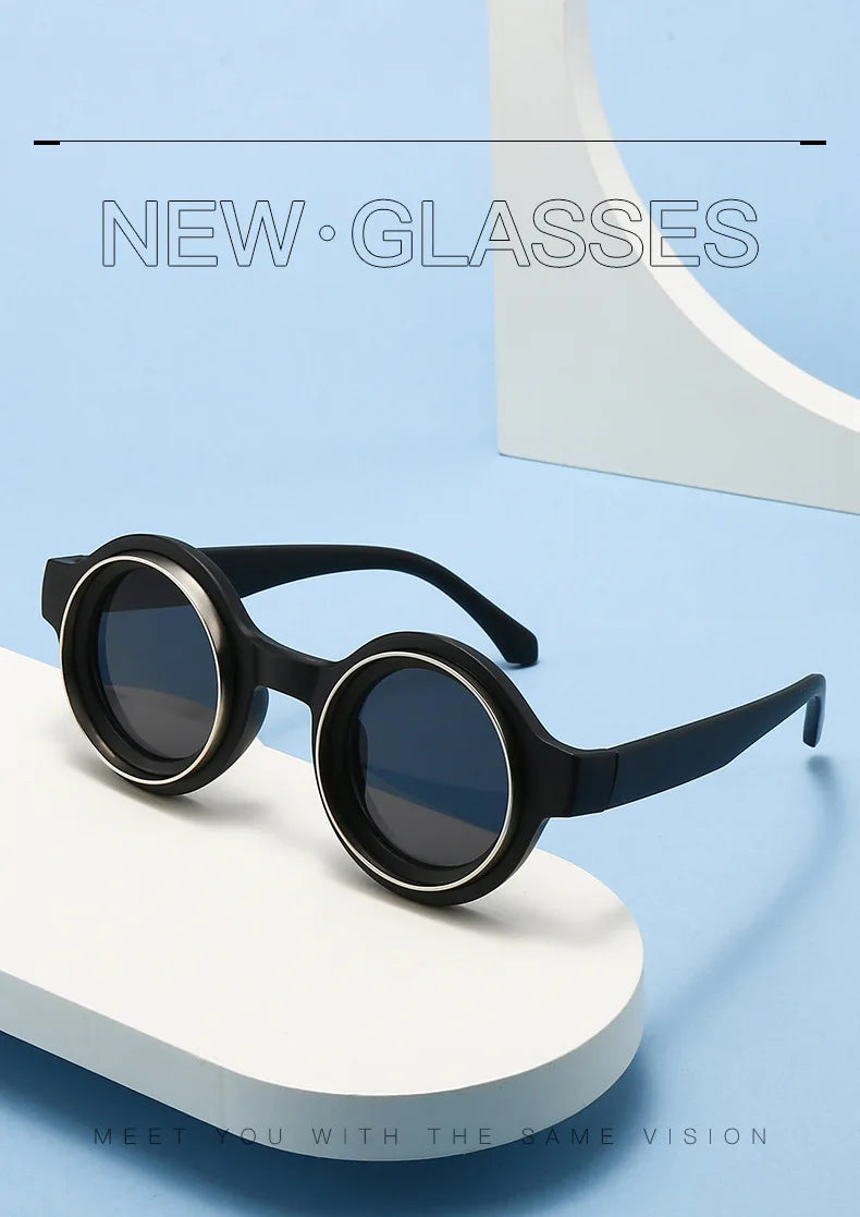 Men Sunglasses Fashion Retro Round Sun Glasses Classic Trendy Circular Outdoor Photography Accessory Eyewear UV400 Eyeglasses