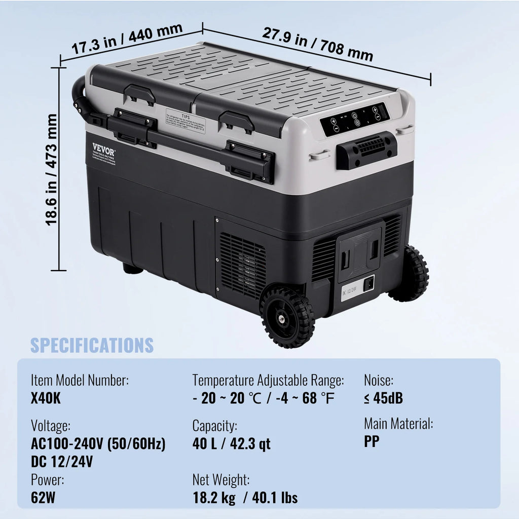 SucceBuy 40/50/58L Portable Car Refrigerator 12VoltCar Refrigerator Fridge Dual Zone Portable Freezer Compressor Cooler for Home