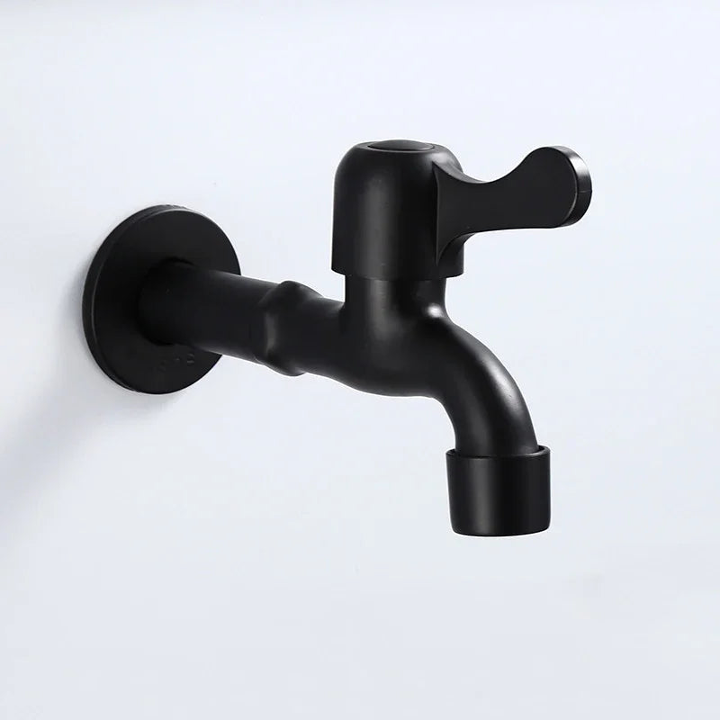 Faucets Black Brass Wall Mounted Bathroom Corner Washing Machine Cold Water Faucet Outdoor Garden Bibcock Toilet Mop Pool Taps