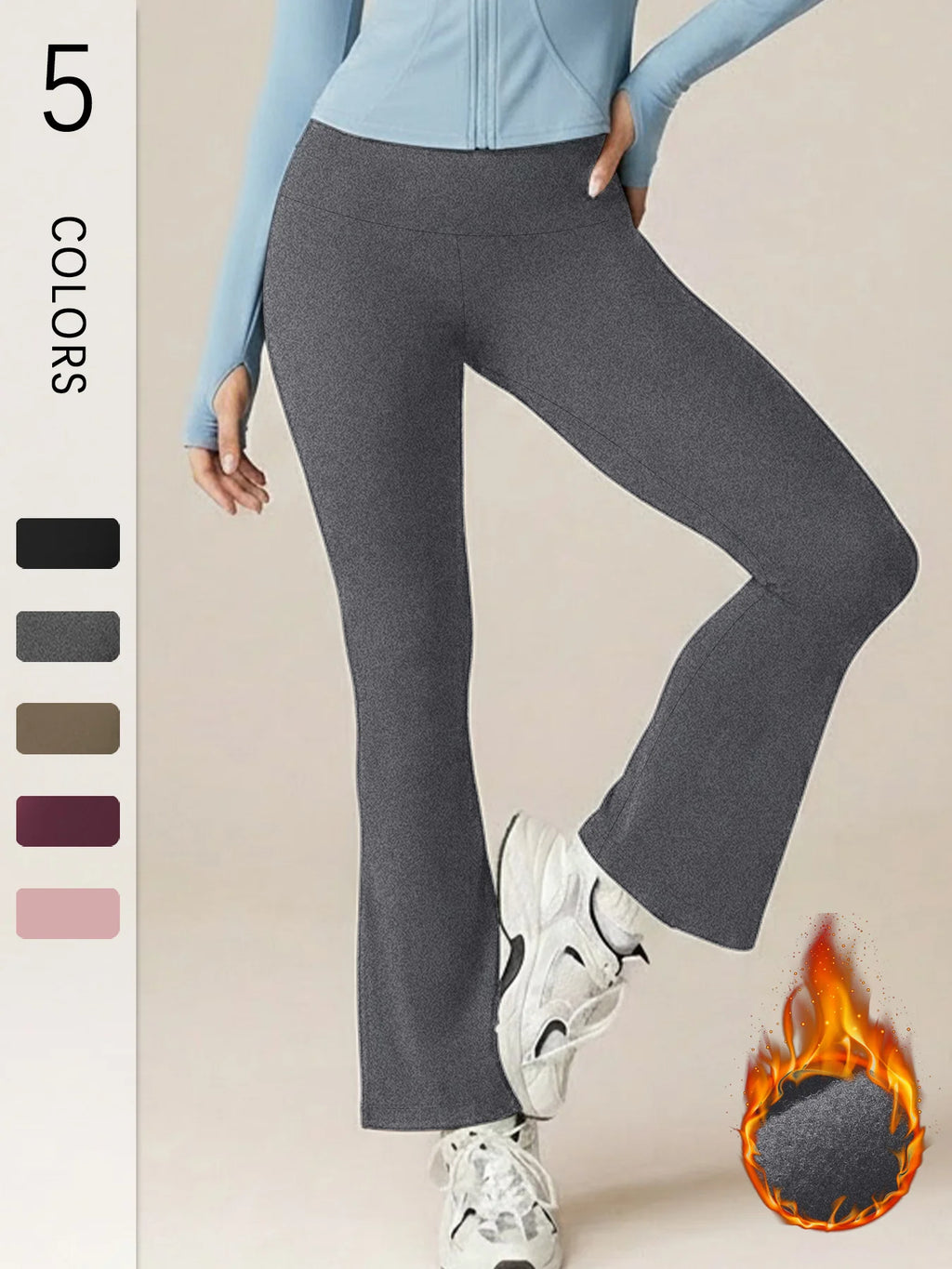 High Waisted Fleece lining Flare Leggings for Women - Super Soft Pants with Tummy Control, Perfect for Yoga Practice