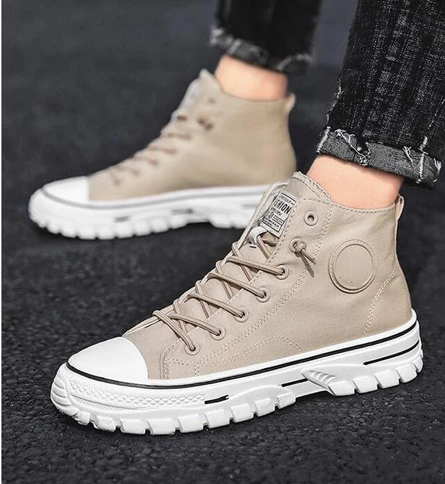 Men's High Top Sneakers 2025 New Canvas Shoes Fashion Male High Top Casual Skateboarding Vulcanized Shoes Brand Comfort Sneakers