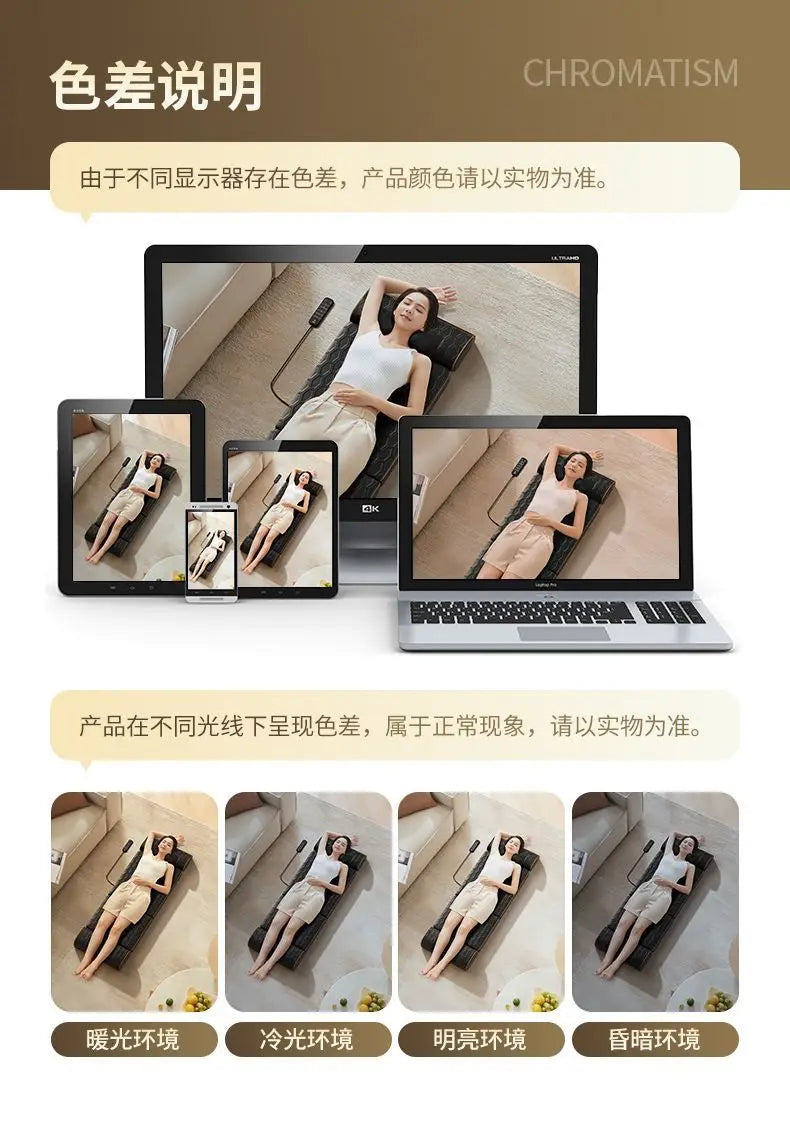 Foldable Multifunctional Massage Mattress Automatic Heating Massage Pad For Neck Shoulder Waist Back Leg Foot Home Use