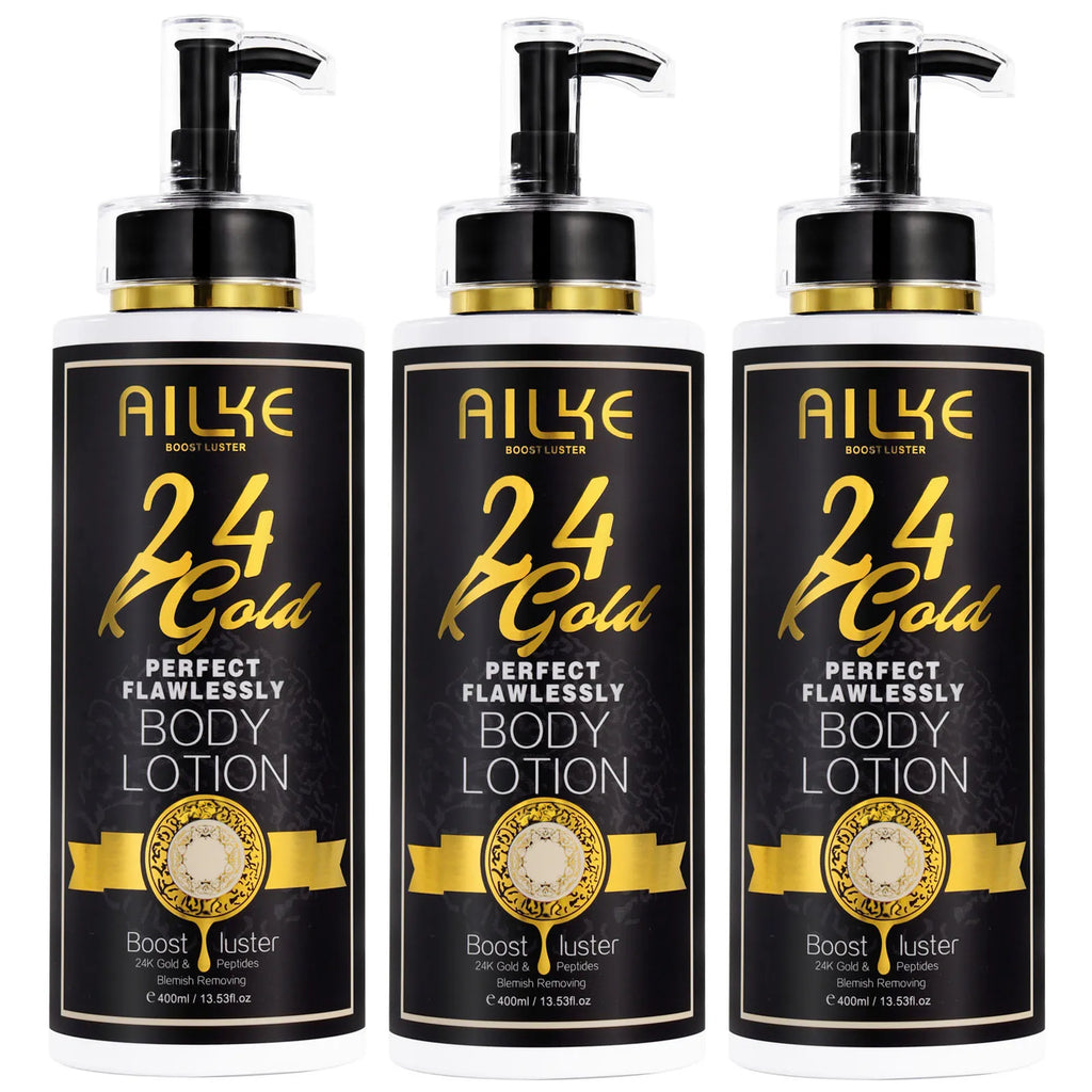 AILKE 24k Gold Flawlessly Whitening Skin Care Set For All Skin Type, Moisturizer, Reduce Black Spots, Smoothing, Brightening