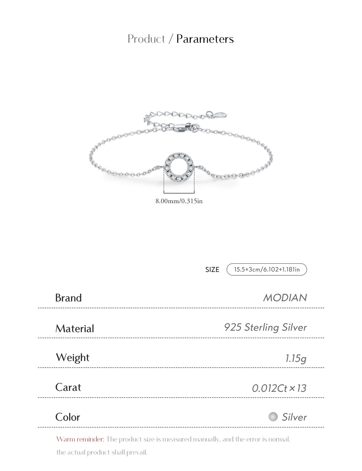MODIAN D Color Moissanite Bracelet 925 Sterling Silver Fashion Hallow Out Round Link Chain Bracelet For Women Fine Jewelry Gifts