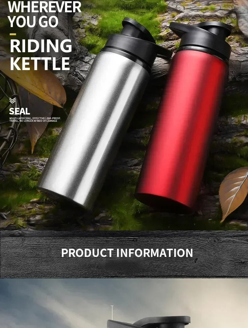 Large 600ml Stainless Steel Sports Bottle Leak Proof Design Bike Cycling Camping Outdoor Travel Water Flask Durable