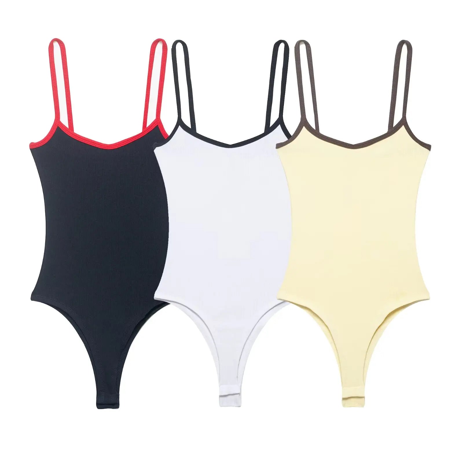 Women's Jumpsuit 2026 Summer New Cute Hot Girl Style Fashion Round Neck Color-Blocked Piping Straps Cotton Blend Fabric