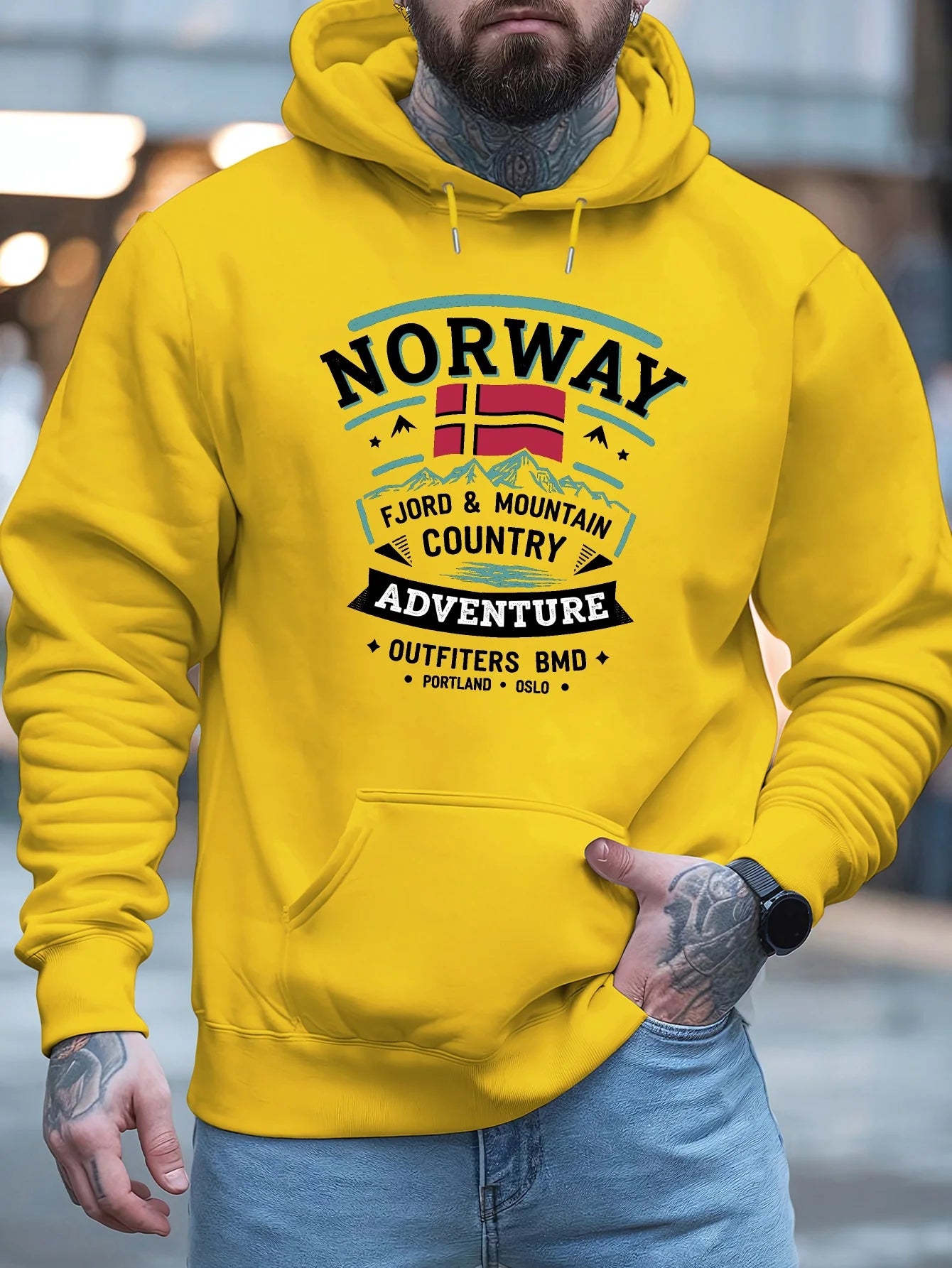 2026 New Style Fashion Men's Printed Autumn/Winter Hooded Parka - Outdoor Leisure Soft and Comfortable Long-Sleeved Sport Coat