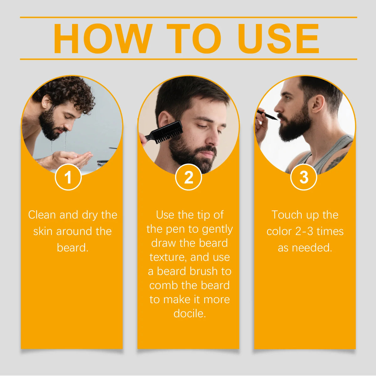 East Moon Natural Black Beard Dye For Men Male Moustache Filler Waterproof Shaping Portable Colour Instant Beard Filler Pen Kit