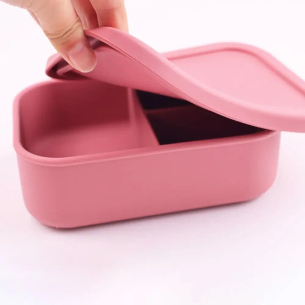 3 Compartments Silicone Lunch Box Rectangular Heat Resistant Food Container Microwavable Lunch Container School