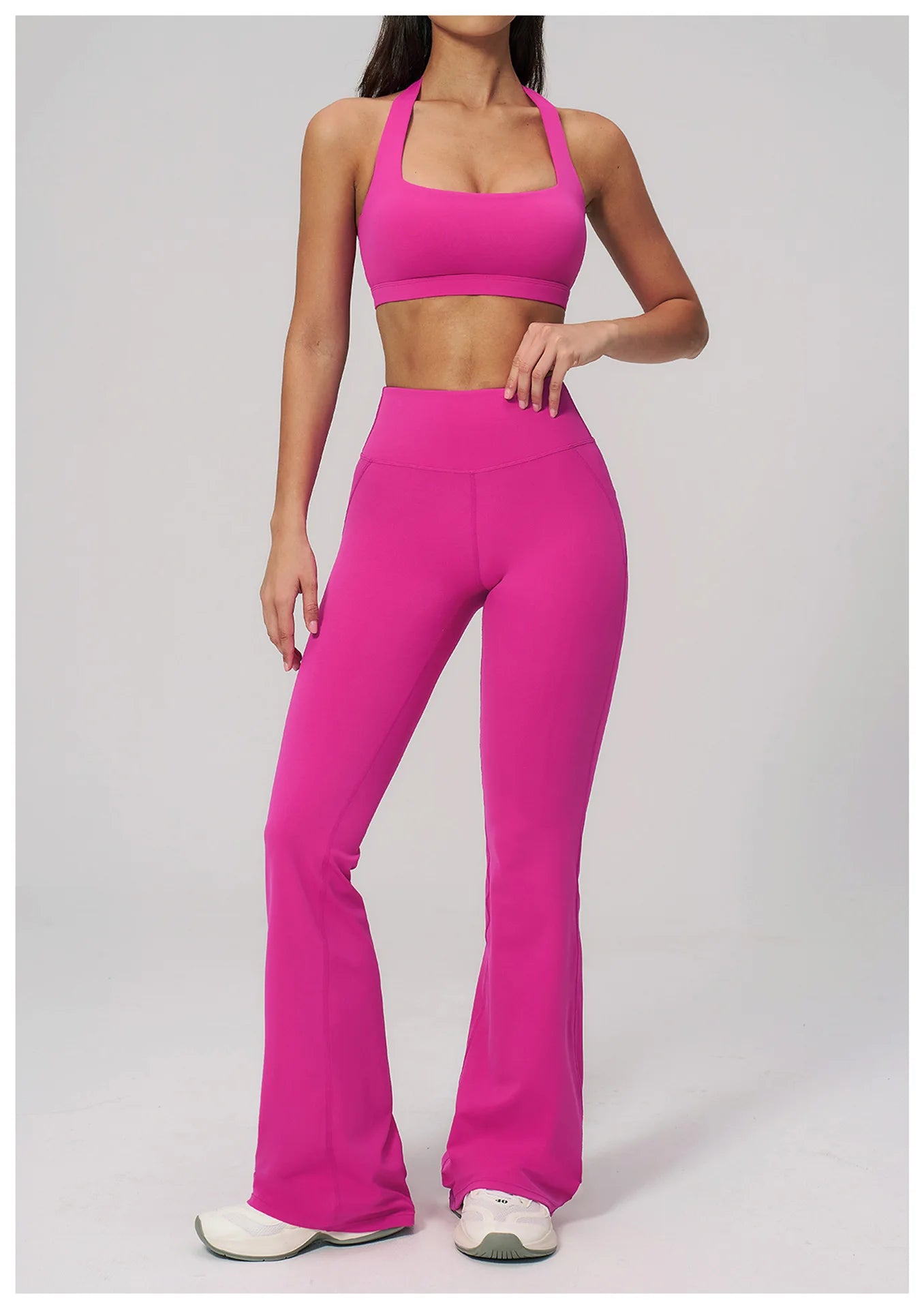 Women's Tracksuits 2PCS Flared Pants Yoga Set Gym Fitness Outfits Female Shockproof Sports Bra Yoga Workout Clothes Sports Sets