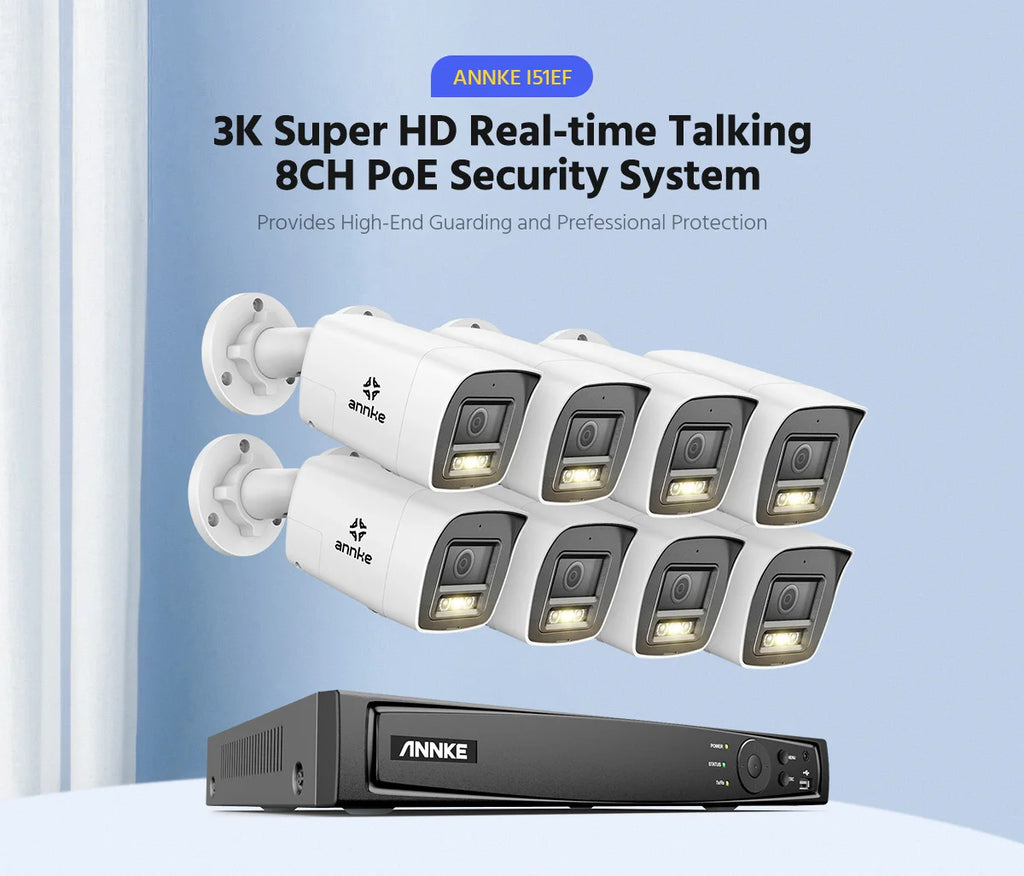 ANNKE 4K Ultra HD POE Video Surveillance System 8CH H.265+ NVR With 12MP Security Cameras CCTV Kit Audio Recording 8MP Ip camera