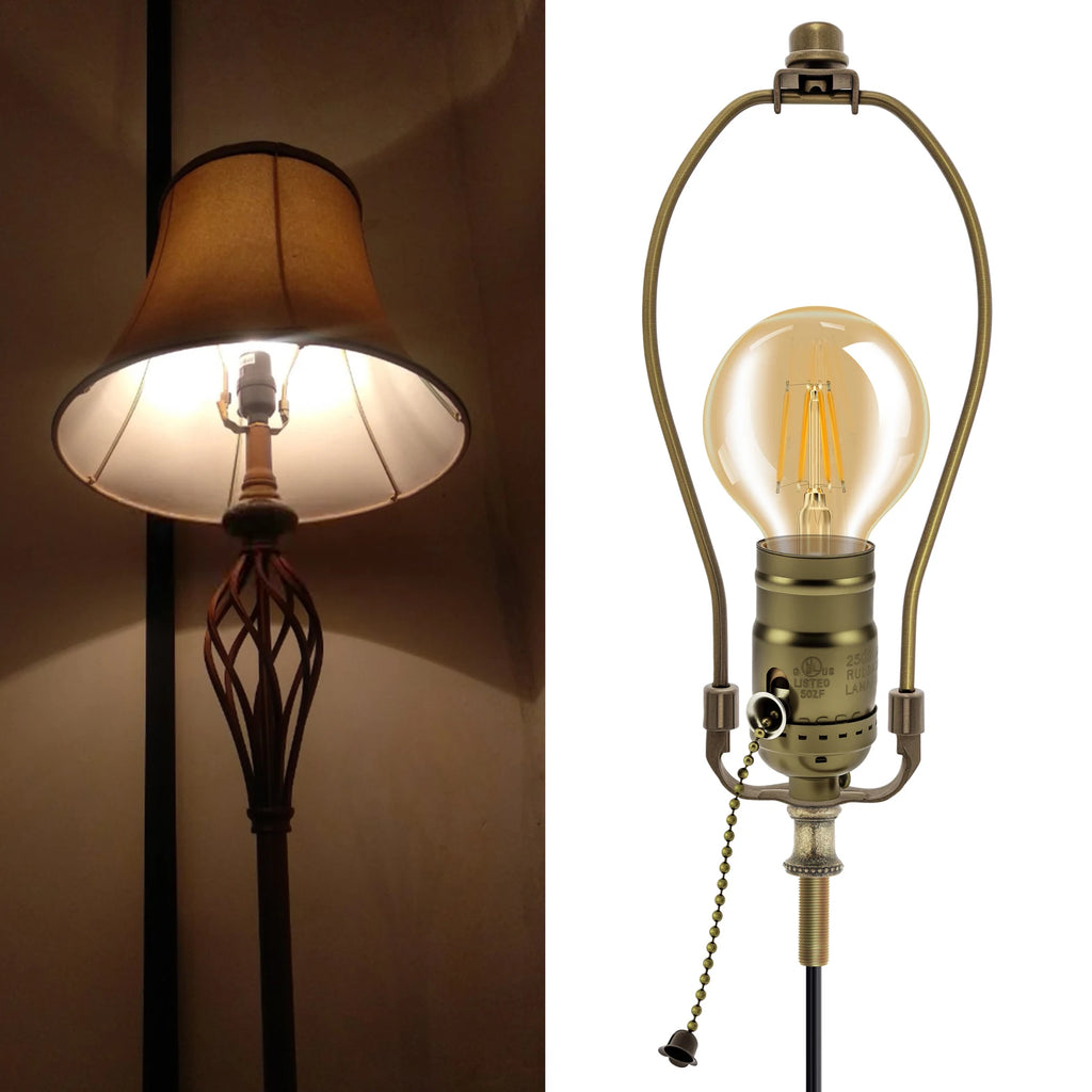 Lamp Rewire Kit Pull Chain Lamp Socket Lamp Wiring Kit with Matching Cord Lamp Harp Set for Table Floor Lamp / DIY Lamps