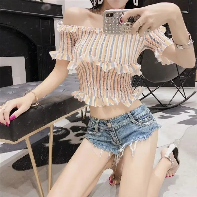 Women Summer Low Waist Denim Shorts Stretchy Short Jeans Hot Pants Sexy Triangle Design Butt Enhancer Casual Streetwear DURIKIES