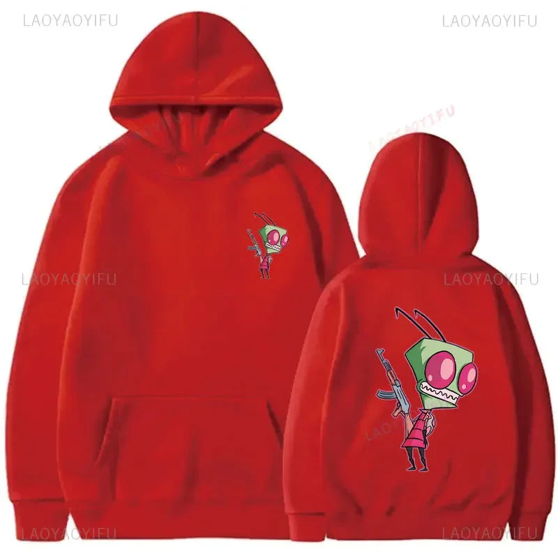 Happy Gir Classic Hip Hop Cool Thermal Hoodie Invader Zim Gaz Membrane Animated Leisure Tracksuit Autumn and Winter Fleeces